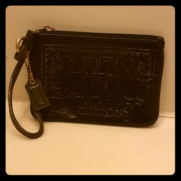 COACH POPPY Black & Gold Wristlet - Picture 1 of 5